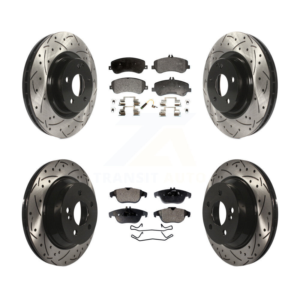 [Avant + Arrière] Kit de disque (percé rainuré revêtu) et plaquette (semi-métallique) de frein pour Mercedes-Benz GLK350 GLK250 KDF-100316
