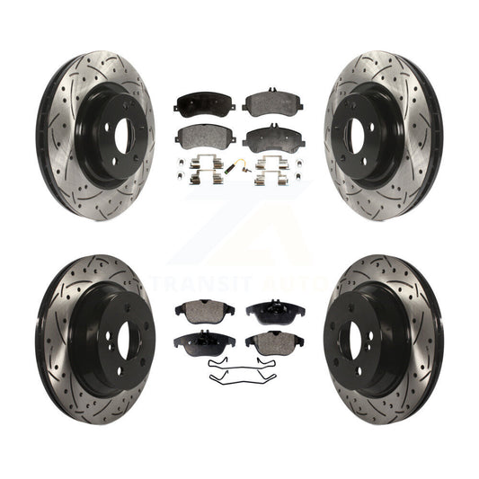 [Avant + Arrière] Kit de disque (percé rainuré revêtu) et plaquette (semi-métallique) de frein pour Mercedes-Benz GLK350 GLK250 KDF-100316