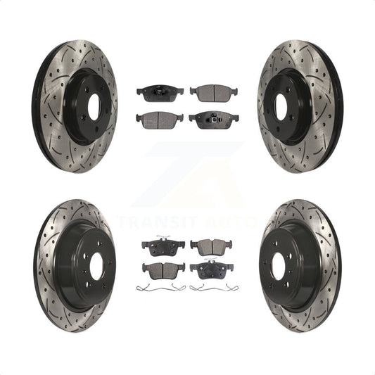 [Avant + Arrière] Kit de disque (percé rainuré revêtu) et plaquette (semi-métallique) de frein pour Ford Escape Lincoln MKC KDF-100320 par Transit Auto