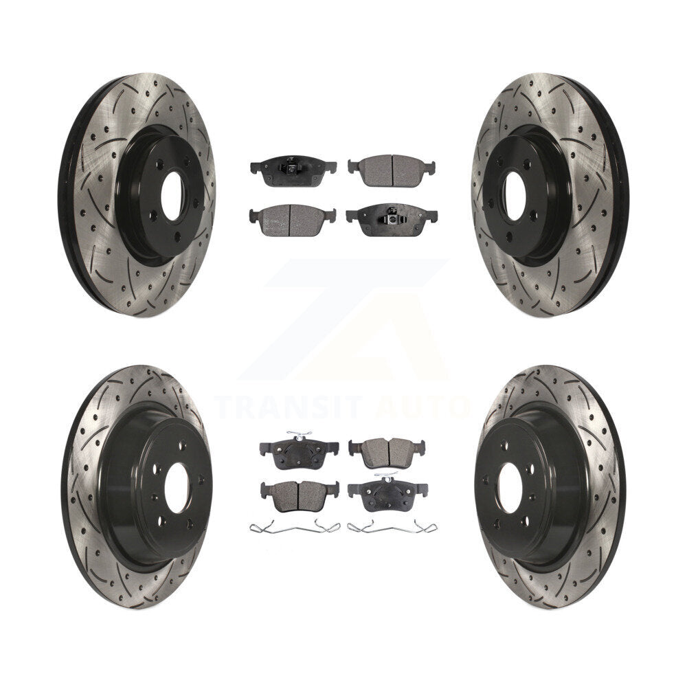 [Avant + Arrière] Kit de disque (percé rainuré revêtu) et plaquette (semi-métallique) de frein pour Ford Escape Lincoln MKC KDF-100320