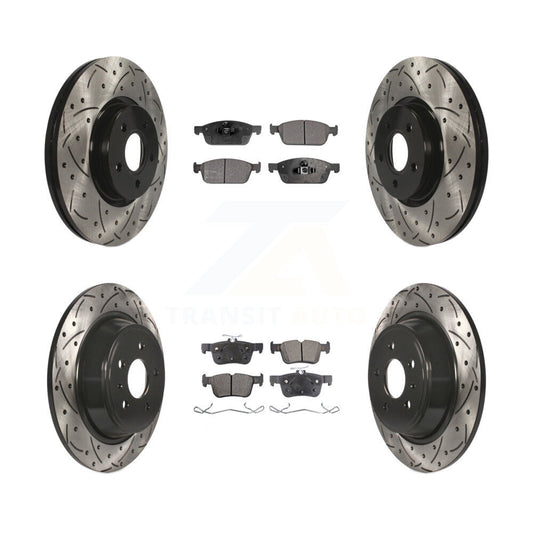 [Avant + Arrière] Kit de disque (percé rainuré revêtu) et plaquette (semi-métallique) de frein pour Ford Escape Lincoln MKC KDF-100320