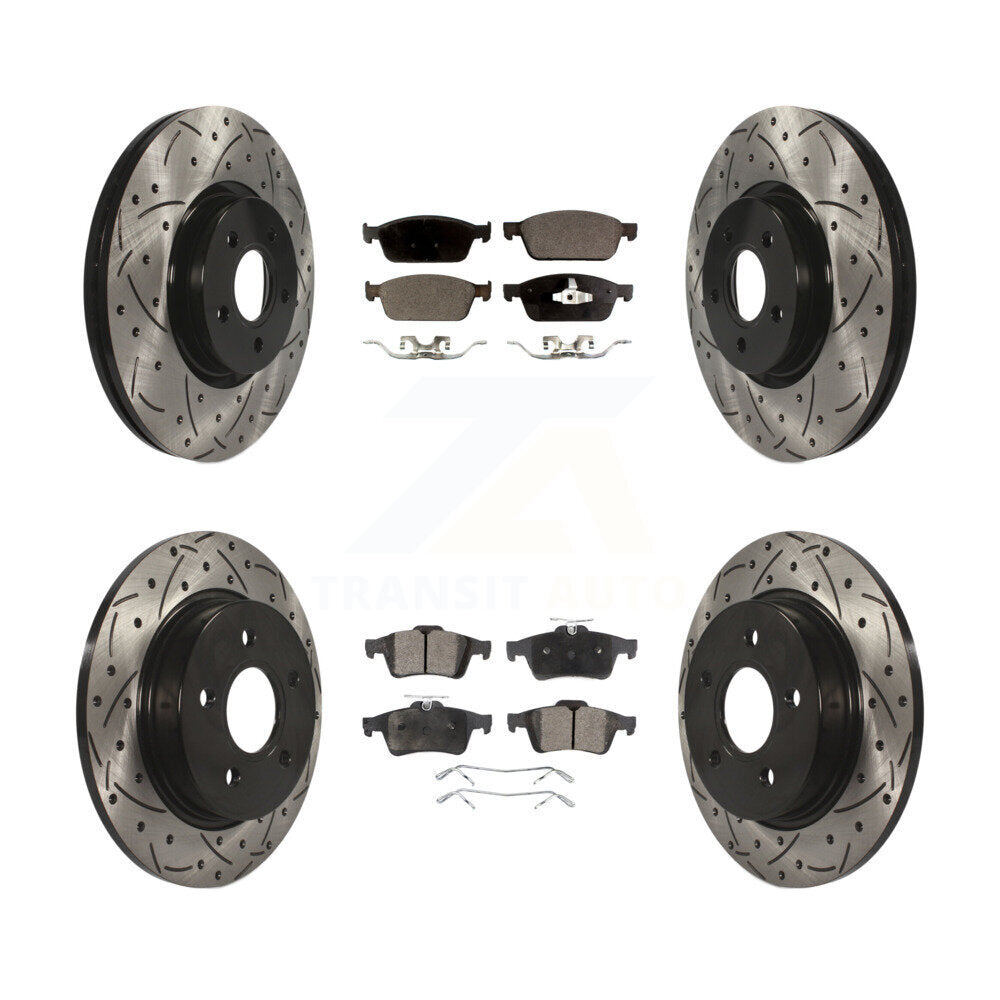 [Avant + Arrière] Kit de disque (percé rainuré revêtu) et plaquette (semi-métallique) de frein pour Ford Focus ST KDF-100321