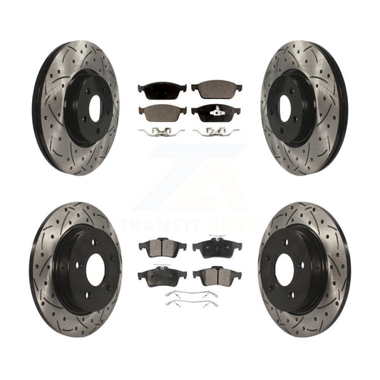 [Avant + Arrière] Kit de disque (percé rainuré revêtu) et plaquette (semi-métallique) de frein pour Ford Focus ST KDF-100321