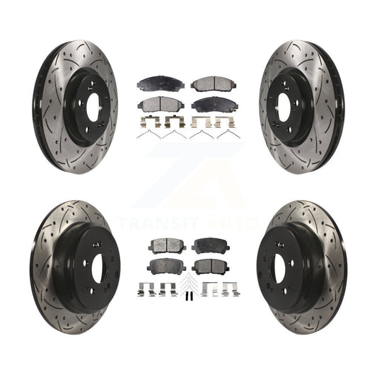 [Avant + Arrière] Kit de disque (percé rainuré revêtu) et plaquette (semi-métallique) de frein pour Honda Pilot Acura MDX ZDX KDF-100322