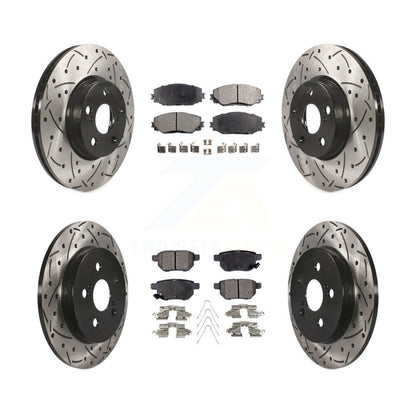[Avant + Arrière] Kit de disque (percé rainuré revêtu) et plaquette (semi-métallique) de frein pour Toyota Corolla Matrix Pontiac Vibe KDF-100334