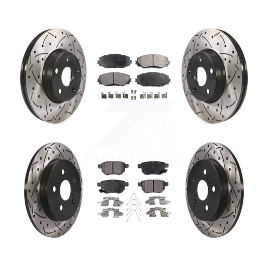 [Avant + Arrière] Kit de disque (percé rainuré revêtu) et plaquette (semi-métallique) de frein pour Toyota Corolla Matrix Pontiac Vibe KDF-100334