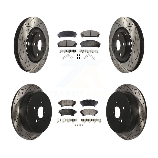 [Avant + Arrière] Kit de disque (percé rainuré revêtu) et plaquette (semi-métallique) de frein pour Toyota Highlander Sienna Lexus RX350 RX450h KDF-100335