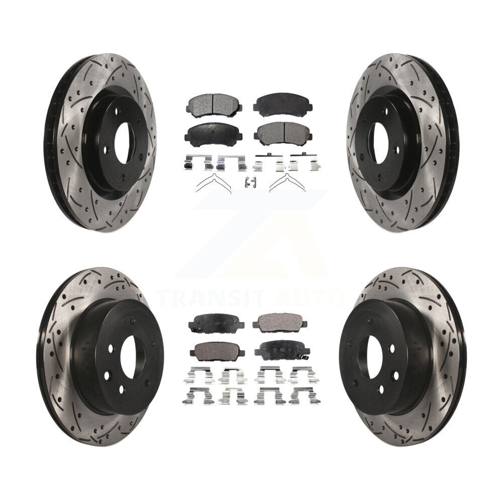 [Avant + Arrière] Kit de disque (percé rainuré revêtu) et plaquette (semi-métallique) de frein pour Nissan Rogue Select KDF-100336