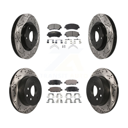 [Avant + Arrière] Kit de disque (percé rainuré revêtu) et plaquette (semi-métallique) de frein pour Nissan Rogue Select KDF-100336