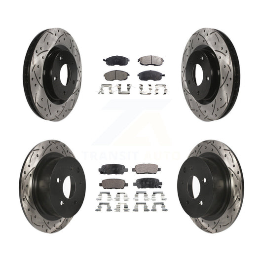 [Avant + Arrière] Kit de disque (percé rainuré revêtu) et plaquette (semi-métallique) de frein pour 2007-2012 Nissan Sentra SE-R KDF-100337