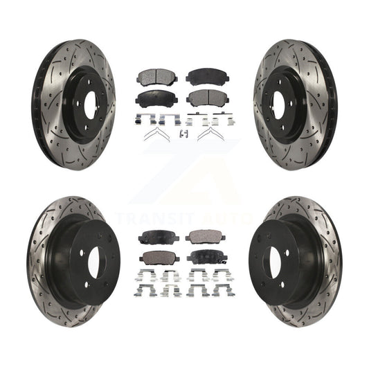 [Avant + Arrière] Kit de disque (percé rainuré revêtu) et plaquette (semi-métallique) de frein pour 2007-2012 Nissan Sentra SE-R Spec V KDF-100338