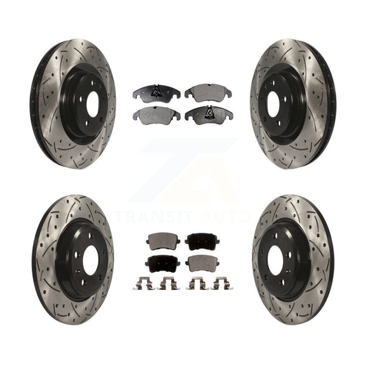 [Avant + Arrière] Kit de disque (percé rainuré revêtu) et plaquette (semi-métallique) de frein pour 2009-2010 Audi Q5 avec 345mm Diameter Rotor KDF-100345