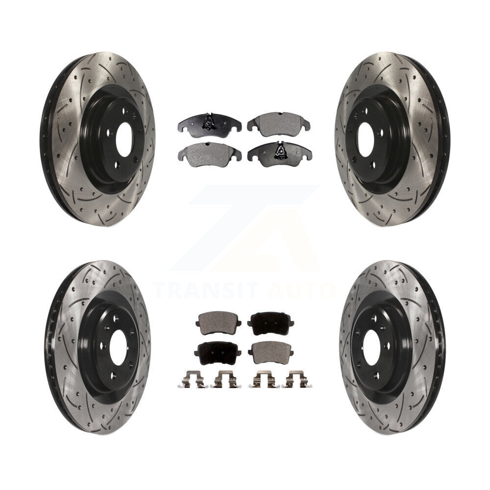 [Avant + Arrière] Kit de disque (percé rainuré revêtu) et plaquette (semi-métallique) de frein pour Audi Q5 S5 KDF-100347