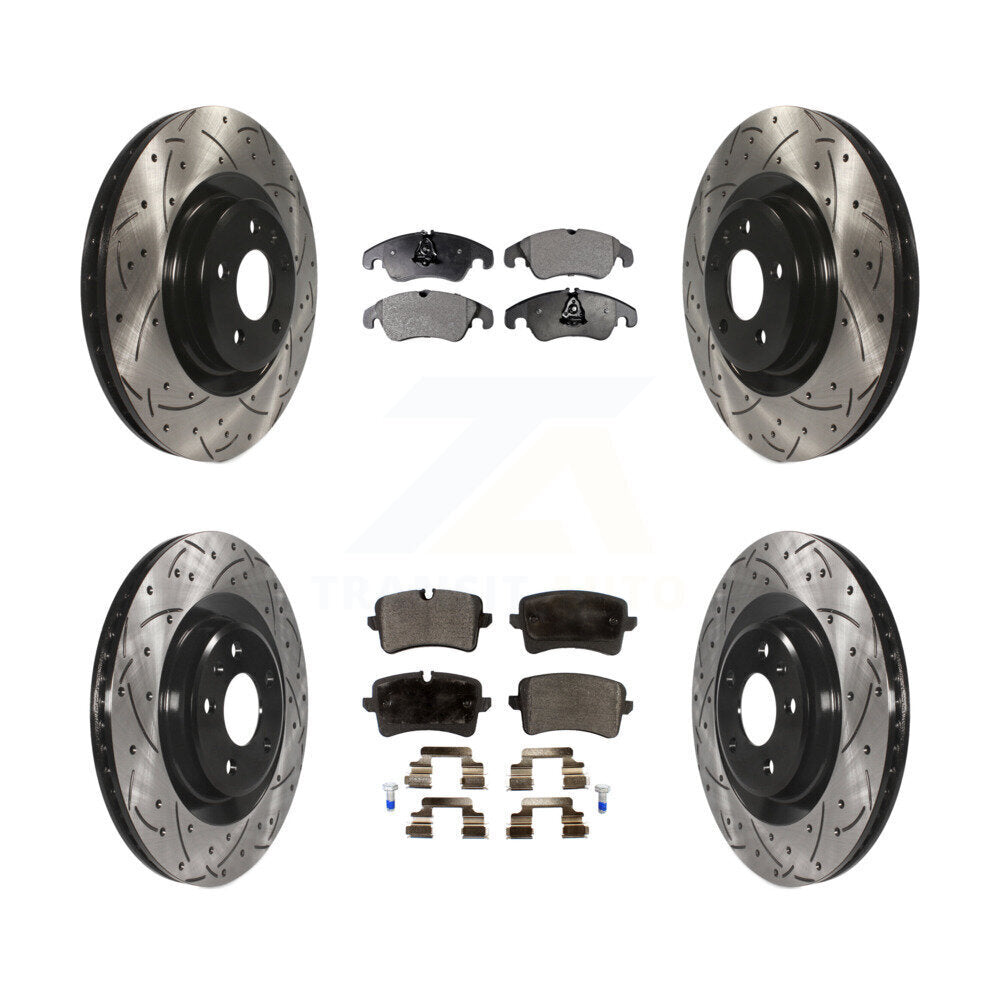 [Avant + Arrière] Kit de disque (percé rainuré revêtu) et plaquette (semi-métallique) de frein pour Audi A6 Quattro A7 KDF-100348