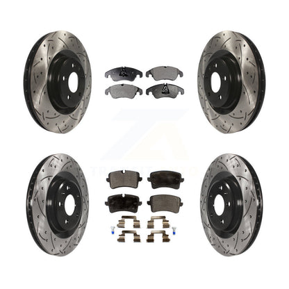 [Avant + Arrière] Kit de disque (percé rainuré revêtu) et plaquette (semi-métallique) de frein pour Audi A6 Quattro A7 KDF-100348