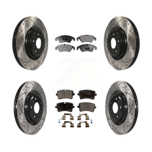 [Avant + Arrière] Kit de disque (percé rainuré revêtu) et plaquette (semi-métallique) de frein pour Audi A6 Quattro A7 KDF-100348