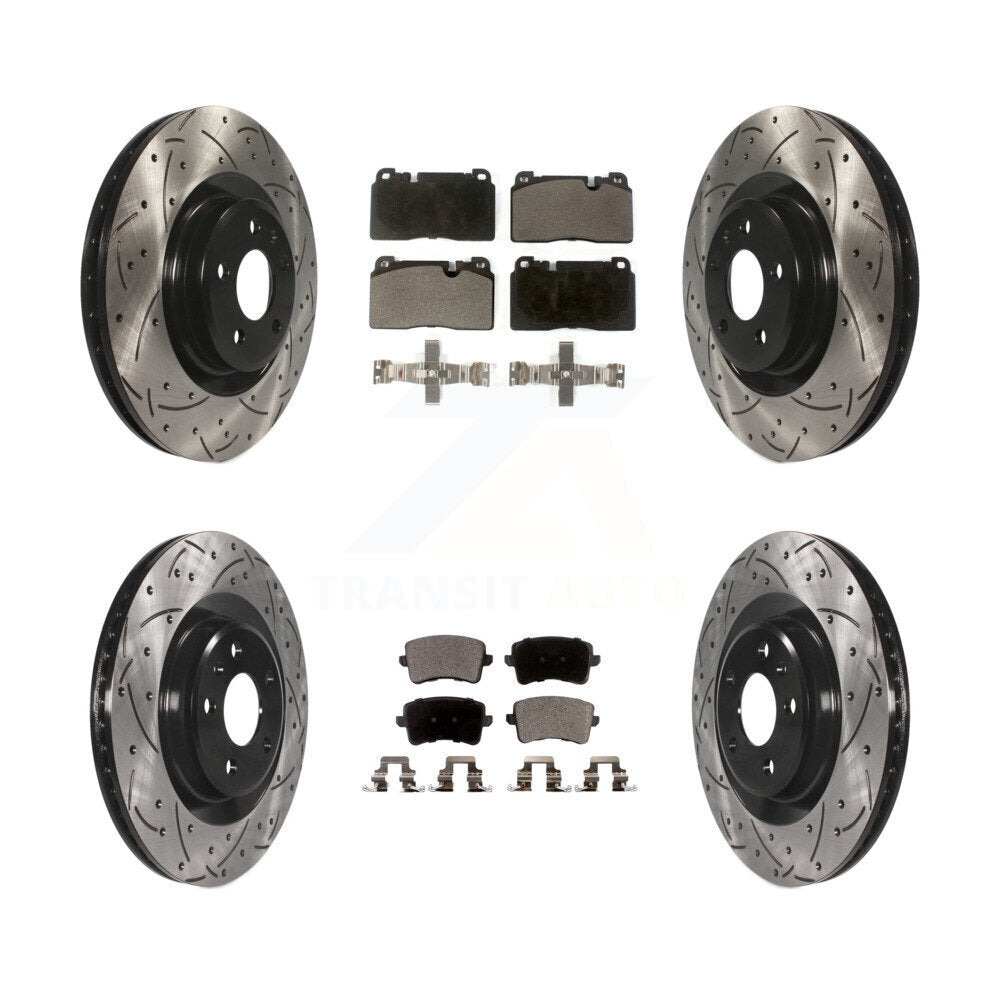 [Avant + Arrière] Kit de disque (percé rainuré revêtu) et plaquette (semi-métallique) de frein pour Audi Q5 KDF-100349