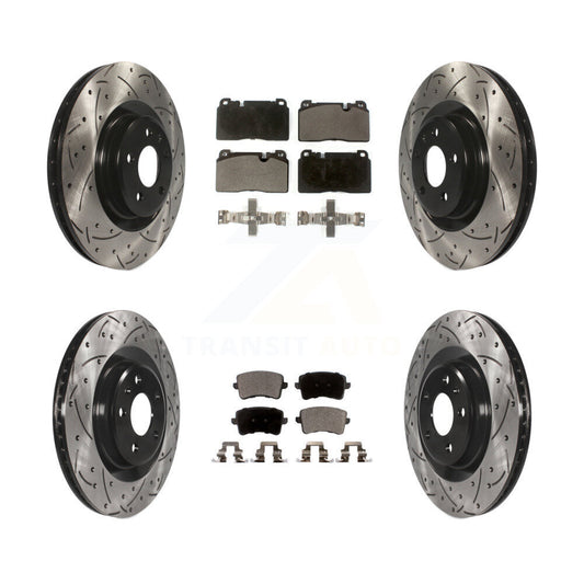 [Avant + Arrière] Kit de disque (percé rainuré revêtu) et plaquette (semi-métallique) de frein pour Audi Q5 KDF-100349