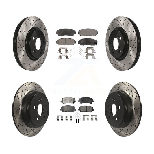 [Avant + Arrière] Kit de disque (percé rainuré revêtu) et plaquette (semi-métallique) de frein pour 2011-2014 Honda Odyssey KDF-100350
