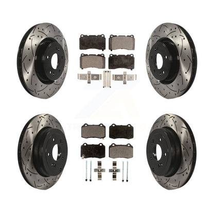 [Avant + Arrière] Kit de disque (percé rainuré revêtu) et plaquette (semi-métallique) de frein pour Hyundai Genesis Coupe KDF-100351