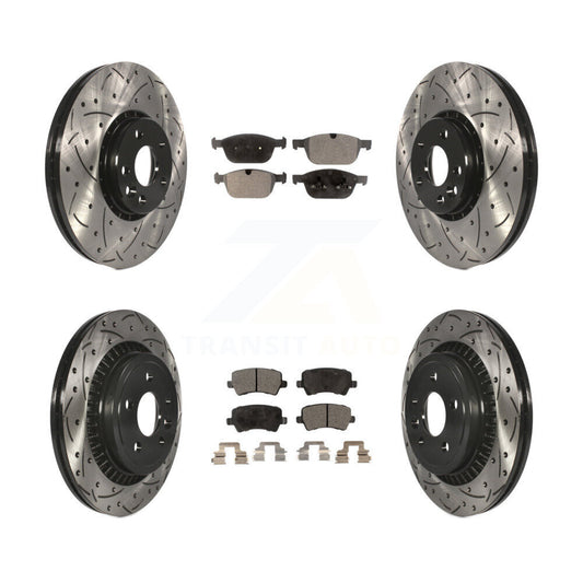 [Avant + Arrière] Kit de disque (percé rainuré revêtu) et plaquette (semi-métallique) de frein pour 2010-2015 Volvo XC60 KDF-100353