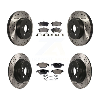 [Avant + Arrière] Kit de disque (percé rainuré revêtu) et plaquette (semi-métallique) de frein pour Mercedes-Benz C300 C250 C230 KDF-100354