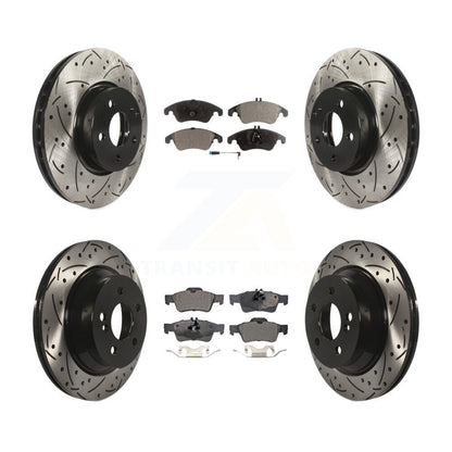 [Avant + Arrière] Kit de disque (percé rainuré revêtu) et plaquette (semi-métallique) de frein pour Mercedes-Benz E350 E400 avec 322mm Diameter Rotor KDF-100358