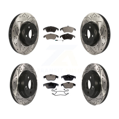 [Avant + Arrière] Kit de disque (percé rainuré revêtu) et plaquette (semi-métallique) de frein pour Mercedes-Benz E350 C300 C350 KDF-100359
