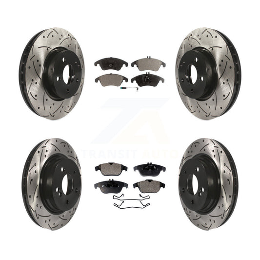 [Avant + Arrière] Kit de disque (percé rainuré revêtu) et plaquette (semi-métallique) de frein pour Mercedes-Benz E350 C300 C350 KDF-100359