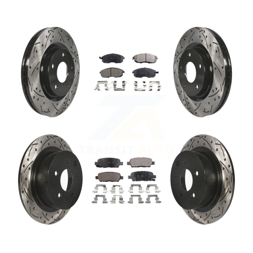 [Avant + Arrière] Kit de disque (percé rainuré revêtu) et plaquette (semi-métallique) de frein pour Nissan Sentra Juke KDF-100360