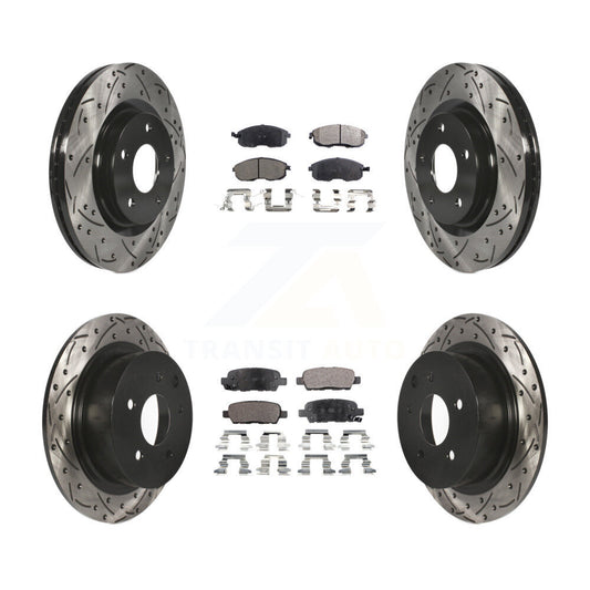 [Avant + Arrière] Kit de disque (percé rainuré revêtu) et plaquette (semi-métallique) de frein pour Nissan Sentra Juke KDF-100360