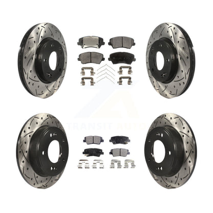 [Avant + Arrière] Kit de disque (percé rainuré revêtu) et plaquette (semi-métallique) de frein pour Kia Forte Hyundai Elantra GT Forte5 Koup KDF-100363