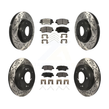 [Avant + Arrière] Kit de disque (percé rainuré revêtu) et plaquette (semi-métallique) de frein pour Hyundai Veloster Elantra GT KDF-100364