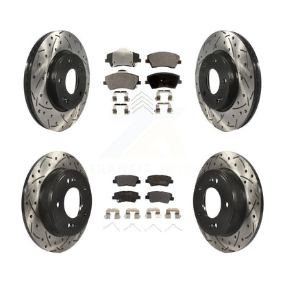 [Avant + Arrière] Kit de disque (percé rainuré revêtu) et plaquette (semi-métallique) de frein pour 2017-2020 Hyundai Elantra 2.0L KDF-100365