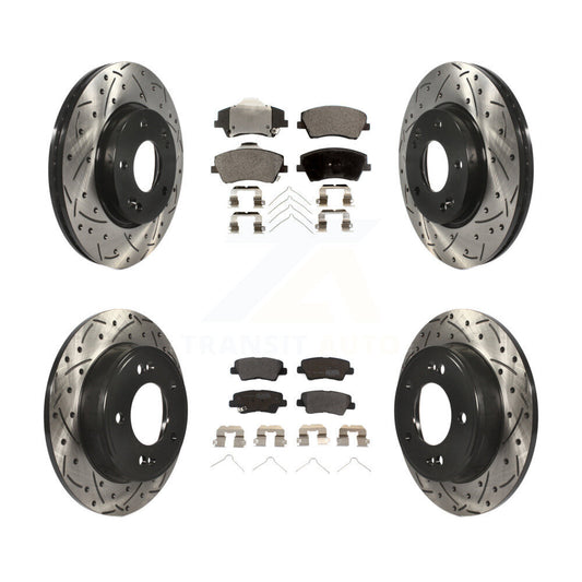 [Avant + Arrière] Kit de disque (percé rainuré revêtu) et plaquette (semi-métallique) de frein pour 2017-2020 Hyundai Elantra 2.0L KDF-100365