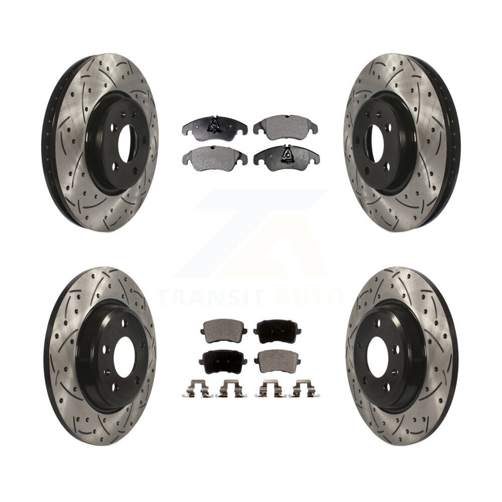 [Avant + Arrière] Kit de disque (percé rainuré revêtu) et plaquette (semi-métallique) de frein pour Audi A4 Q5 A5 Quattro allroad KDF-100369