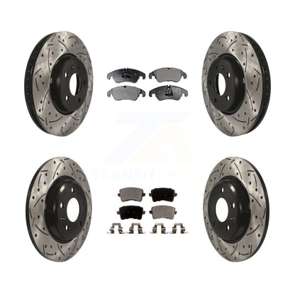 [Avant + Arrière] Kit de disque (percé rainuré revêtu) et plaquette (semi-métallique) de frein pour Audi A4 Q5 A5 Quattro allroad KDF-100369