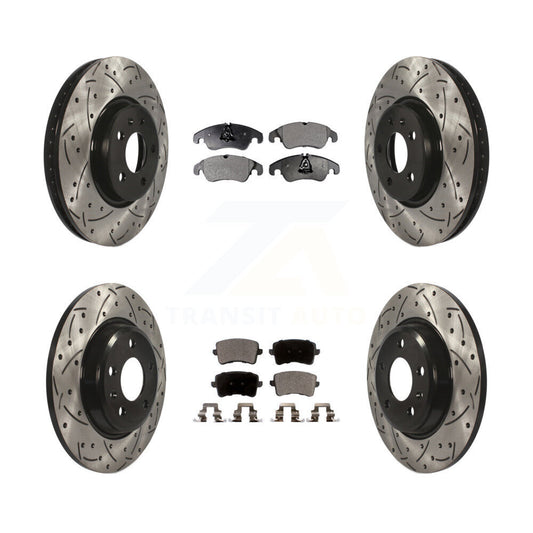 [Avant + Arrière] Kit de disque (percé rainuré revêtu) et plaquette (semi-métallique) de frein pour Audi A4 Q5 A5 Quattro allroad KDF-100369