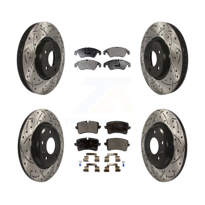 [Avant + Arrière] Kit de disque (percé rainuré revêtu) et plaquette (semi-métallique) de frein pour 2013 Audi A6 avec 320mm Diameter Rotor KDF-100370