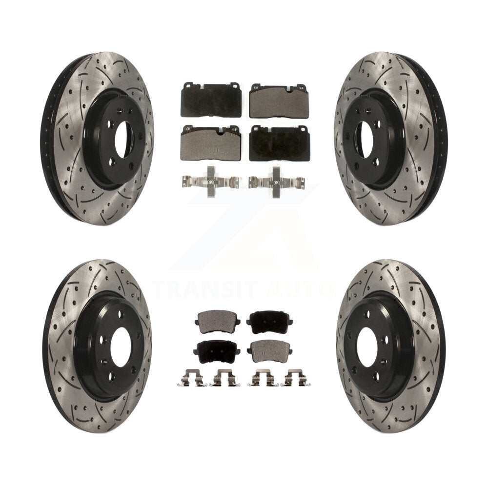 [Avant + Arrière] Kit de disque (percé rainuré revêtu) et plaquette (semi-métallique) de frein pour Audi Q5 KDF-100371