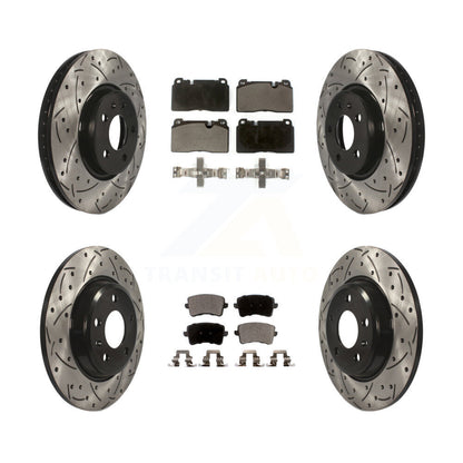 [Avant + Arrière] Kit de disque (percé rainuré revêtu) et plaquette (semi-métallique) de frein pour Audi Q5 KDF-100371