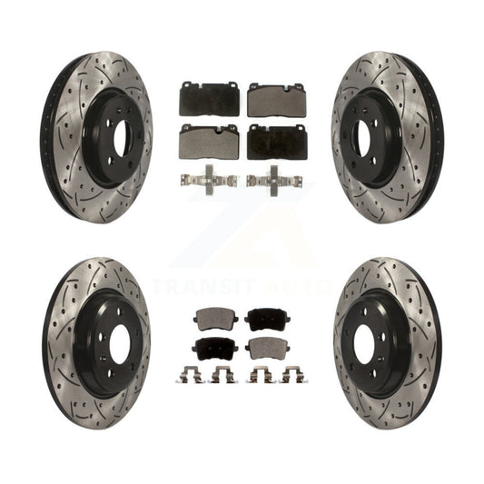 [Avant + Arrière] Kit de disque (percé rainuré revêtu) et plaquette (semi-métallique) de frein pour Audi Q5 KDF-100371