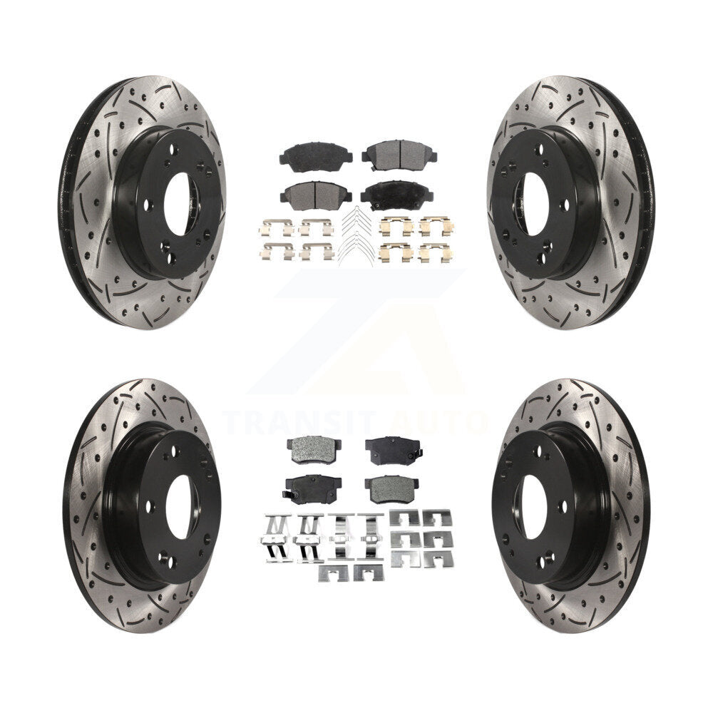 [Avant + Arrière] Kit de disque (percé rainuré revêtu) et plaquette (semi-métallique) de frein pour 2013-2015 Acura ILX 1.5L KDF-100374