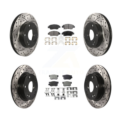 [Avant + Arrière] Kit de disque (percé rainuré revêtu) et plaquette (semi-métallique) de frein pour 2013-2015 Acura ILX 1.5L KDF-100374