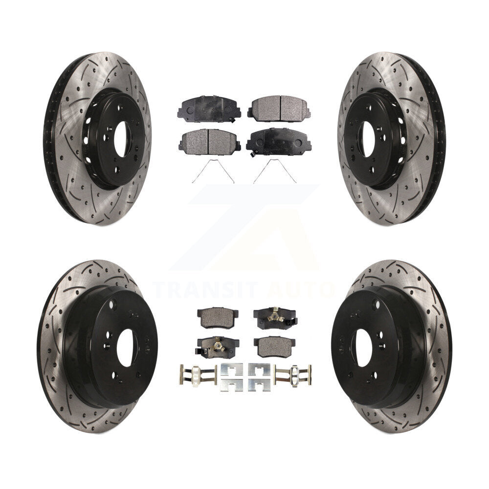 [Avant + Arrière] Kit de disque (percé rainuré revêtu) et plaquette (semi-métallique) de frein pour 2013-2018 Acura RDX KDF-100379