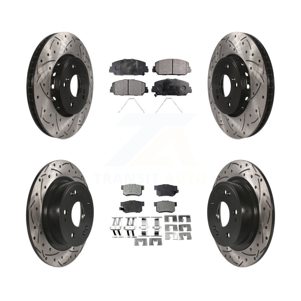 [Avant + Arrière] Kit de disque (percé rainuré revêtu) et plaquette (semi-métallique) de frein pour 2016 Acura ILX KDF-100380