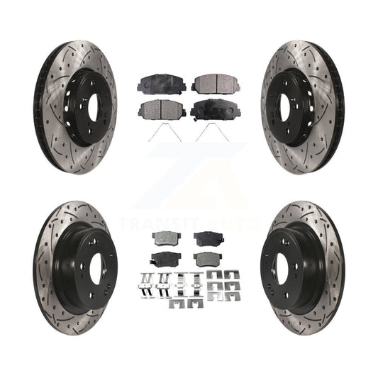[Avant + Arrière] Kit de disque (percé rainuré revêtu) et plaquette (semi-métallique) de frein pour 2016 Acura ILX KDF-100380