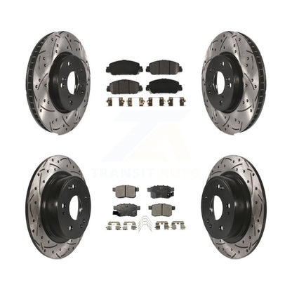 [Avant + Arrière] Kit de disque (percé rainuré revêtu) et plaquette (semi-métallique) de frein pour Honda Accord KDF-100381