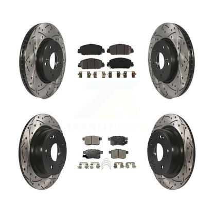 [Avant + Arrière] Kit de disque (percé rainuré revêtu) et plaquette (semi-métallique) de frein pour Honda Accord KDF-100384