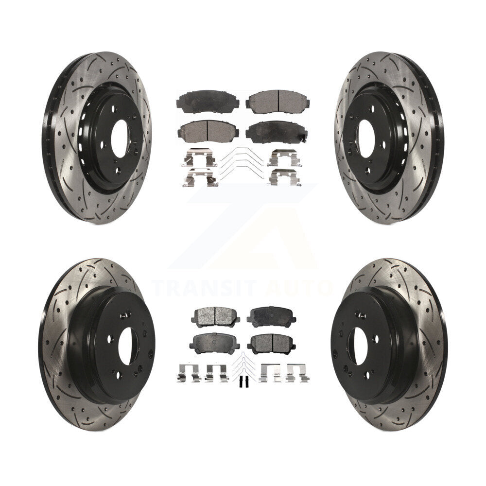 [Avant + Arrière] Kit de disque (percé rainuré revêtu) et plaquette (semi-métallique) de frein pour 2015-2017 Honda Odyssey KDF-100385